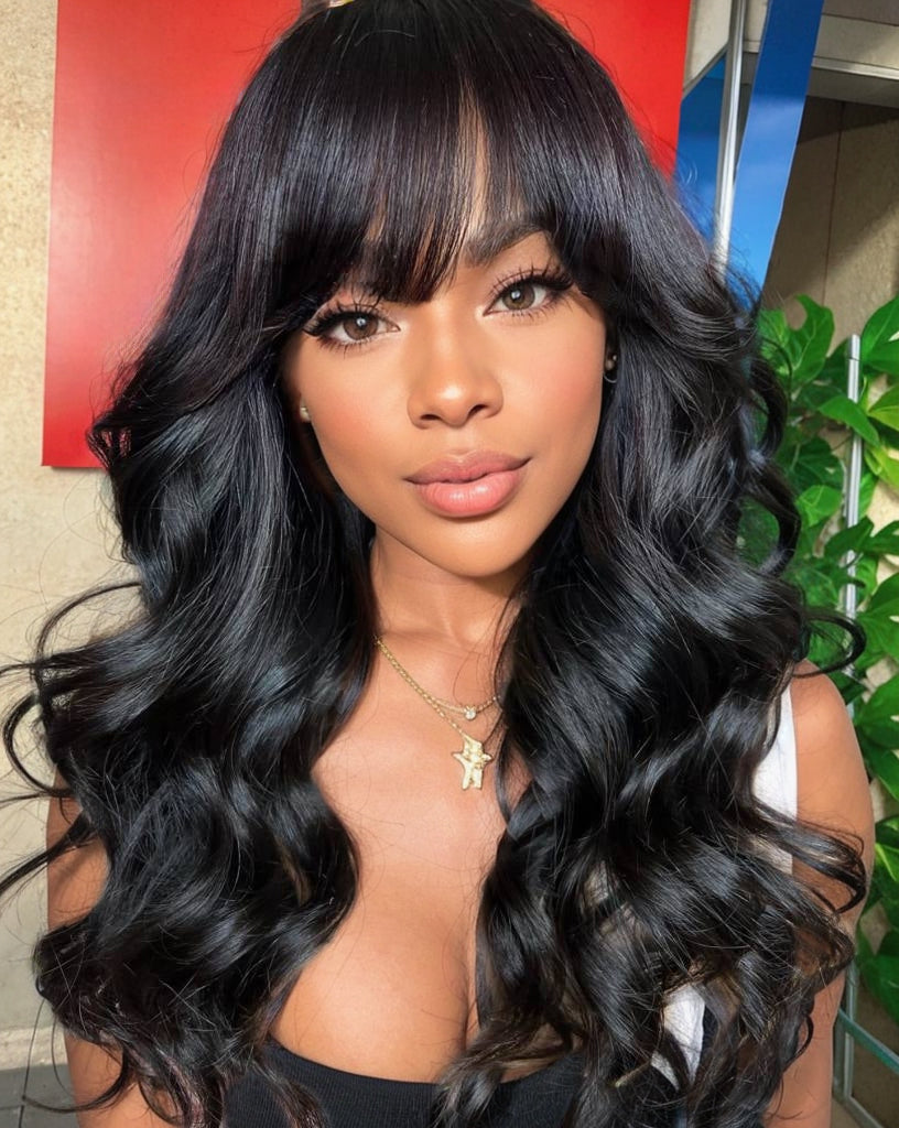 Wavy With Bangs Lace Wig