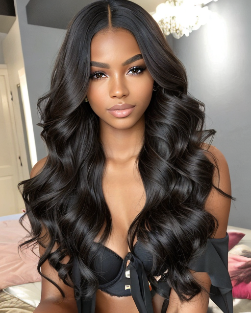 Middle Part Long Wavy Lace Wig