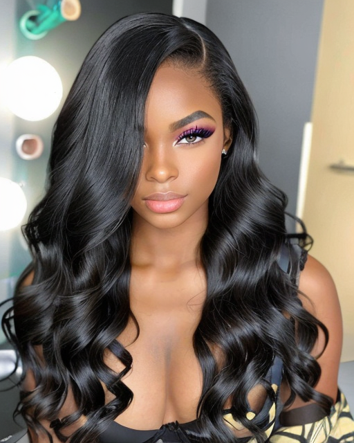 Side Part Long Wavy Lace Wig