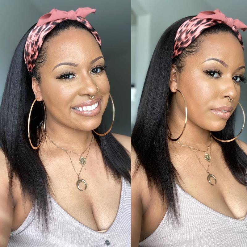 Abe - Yaki Straight Human Hair Drawstring Headband Wigs - HBW001