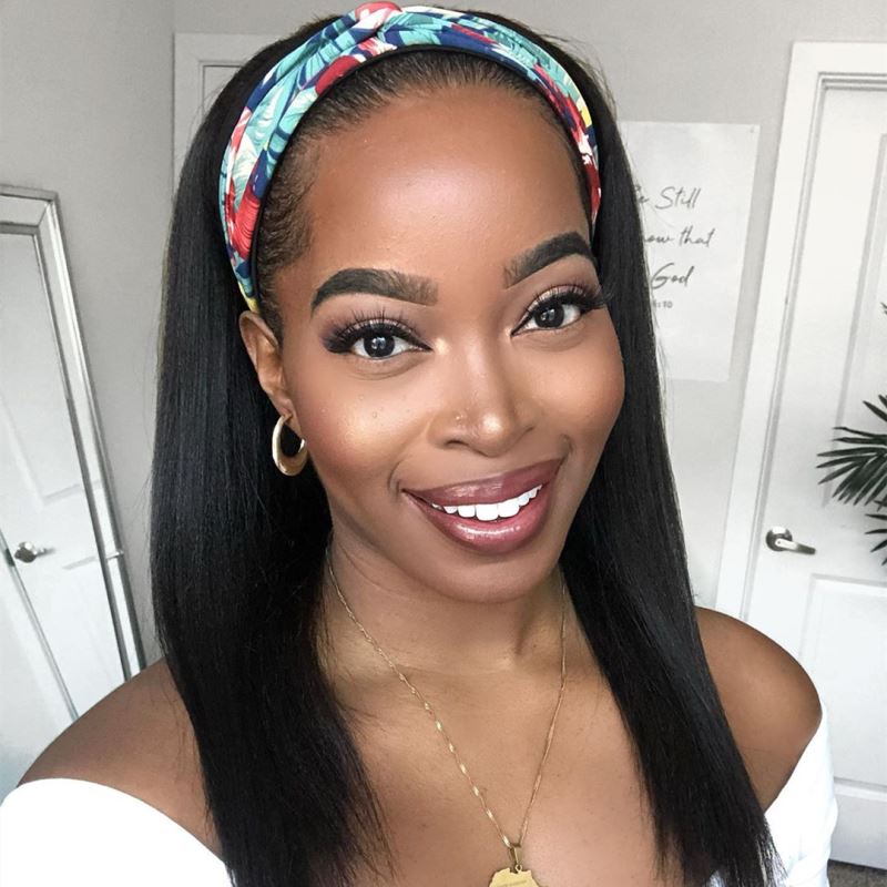 Abe - Yaki Straight Human Hair Drawstring Headband Wigs - HBW001
