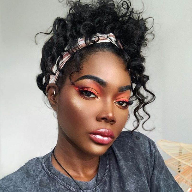 Shantania - Loose Wave Curls Human Hair Drawstring Headband Wigs - HBW040